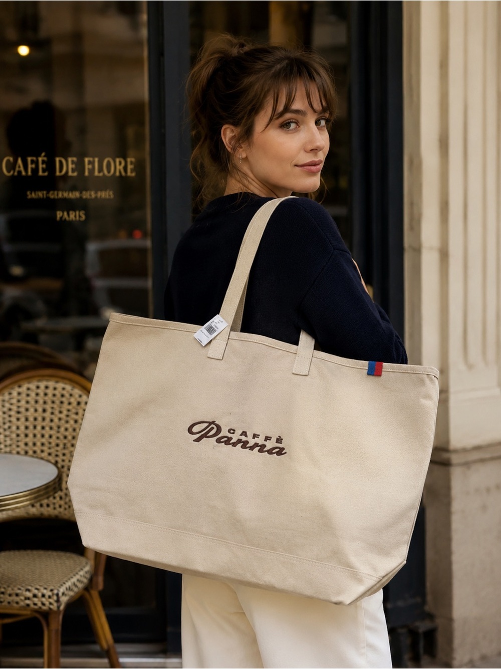 Kule x Caffè Panna Large Canvas Tote NYC Ice Cream Collab Bag Quiet Luxury NEW